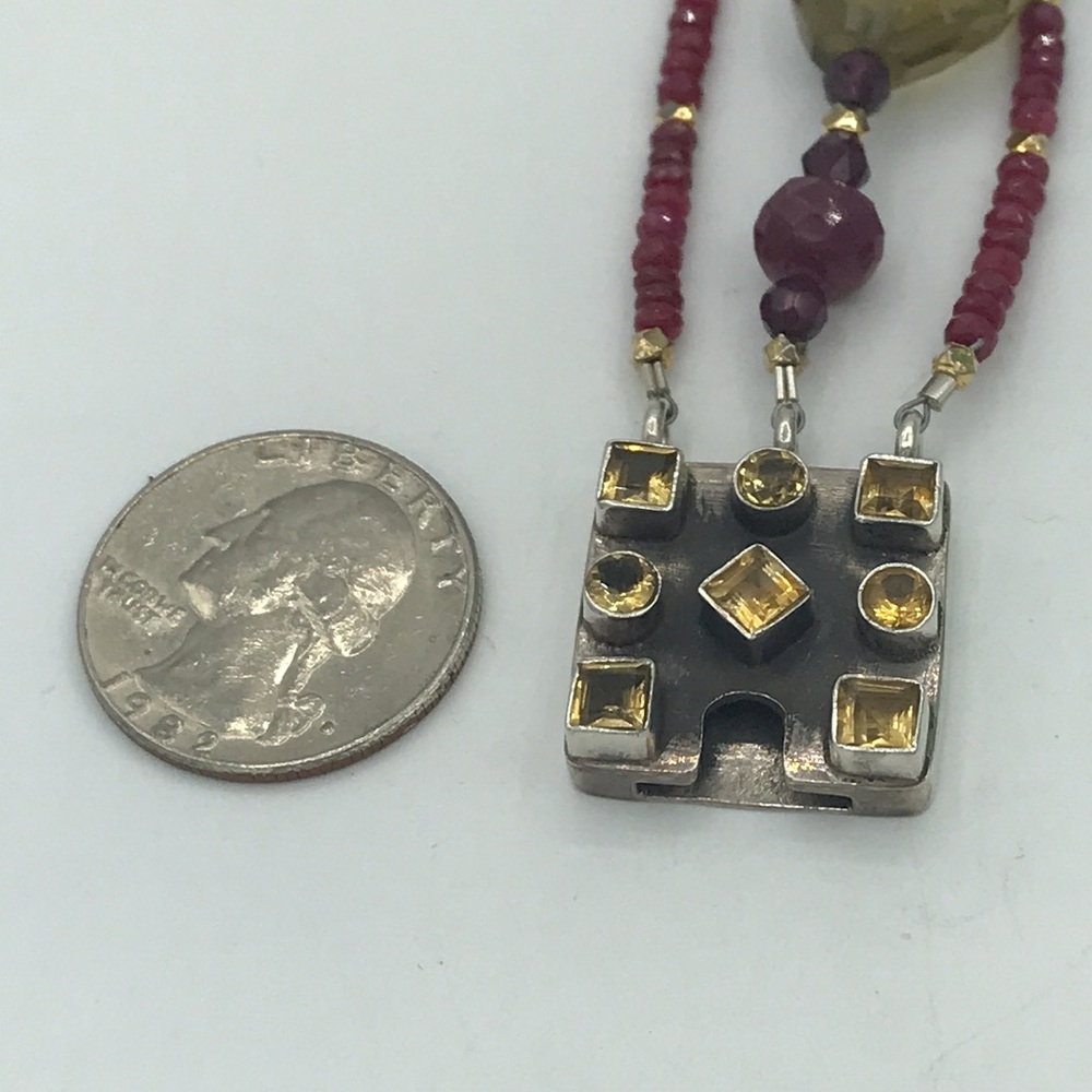 Dazzling Sterling Silver Ruby, Lime Quartz, Citri… - image 6